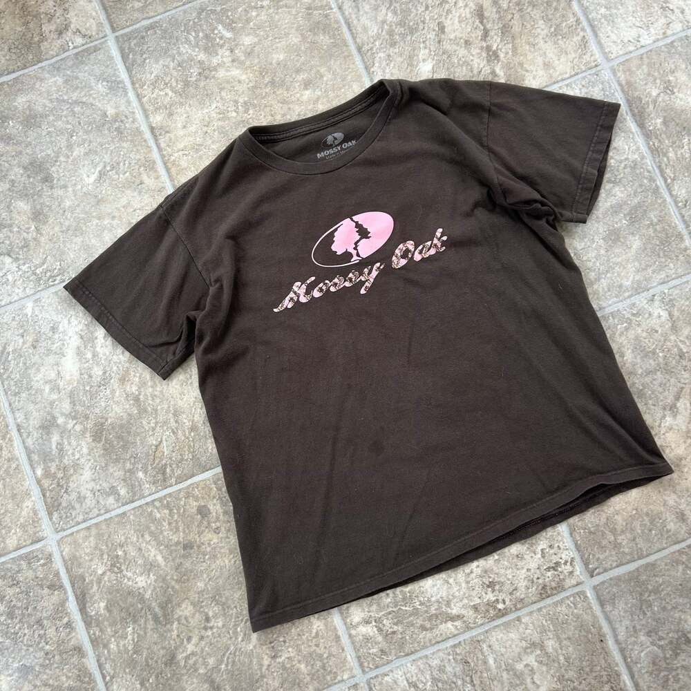 Mossy Oak Women's Short Sleeve Black T-Shirt with Pink Logo